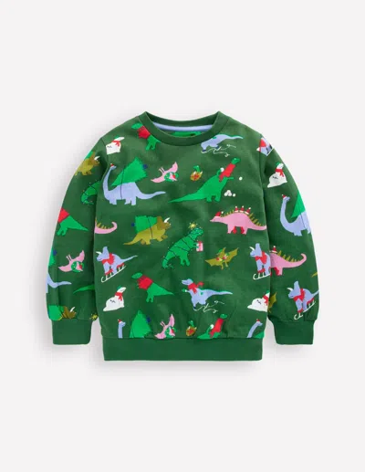 Boden Kids' Everyday Printed Sweatshirt Grape Leaf Christmas Dinos  In Multi