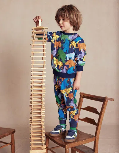 Boden Kids' Bedrucktes Sweatshirt-prähistorische Tiere In Blue