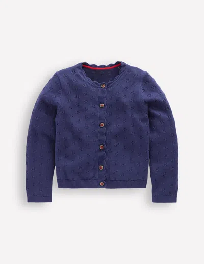 Boden Kids' Strickjacke Mit Muschelsaum Für Den Alltag-schuluniform-marineblau In Blue