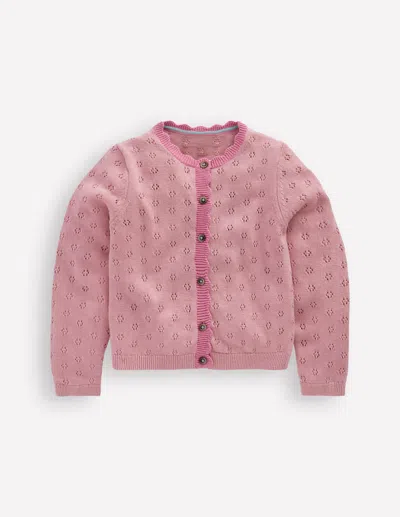 Boden Kids' Strickjacke Mit Muschelsaum Für Den Alltag-vintage-rosa In Pink
