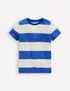 Boden Everyday Short Sleeve Tshirtbright Blue /soft Ivory Stripe Boys  In Bright Blue /soft Ivory Stripe