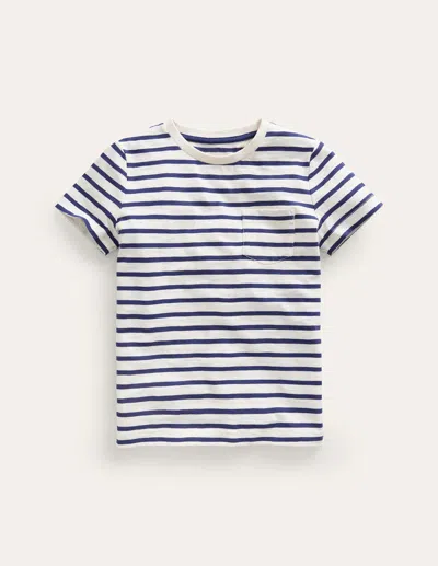 Boden Kids' Everyday Short Sleeve Tshirtivory/college Navy Boys  In Multi