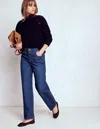Boden Exposed Button Straight Jeans Indigo  In Blue