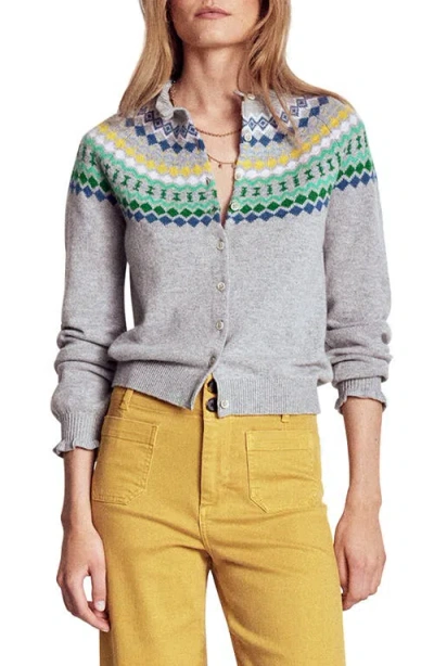 Boden Fae Fair Isle Cardigan In Brown