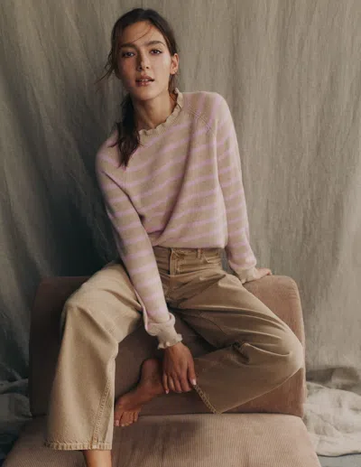 Boden Fae Fair Isle Frilled Sweater Camel, Pink Stripe  In Neutral