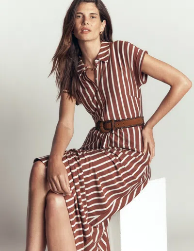 Boden Fae Jersey-hemdblusenkleid In Braun | Grösse 42 In Brown