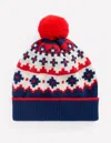 Boden Fair Isle Beanie College Navy Fair Isle  In Brown