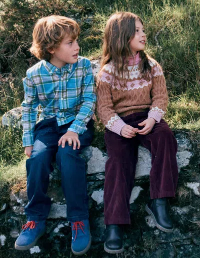 Boden Kids' Fair Isle Cable Sweater Camel Melange  In Multi