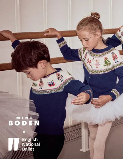 Boden Kids' Fair Isle Jumper College Navy Nutcracker  In Blue