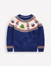 Boden Fair Isle Jumper College Navy Nutcracker  In Blue