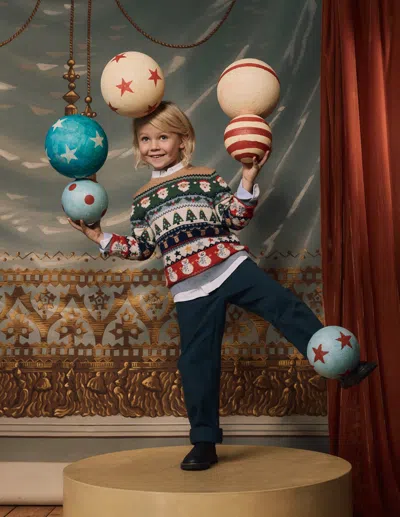 Boden Kids' Fair Isle Jumper Multi Christmas Fairisle  In Blue