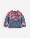 Boden Fair Isle-pullover Mit Knöpfen-blau Fair Isle In Gray