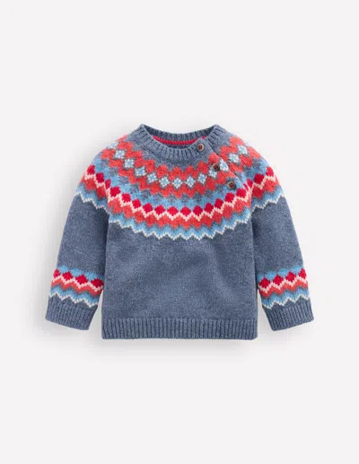 Boden Babies' Fair Isle-pullover Mit Knöpfen-blau Fair Isle In Gray