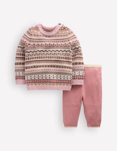 Boden Babies' Fair-isle-strickpullover-set In Rosa | Grösse 68 In Pink