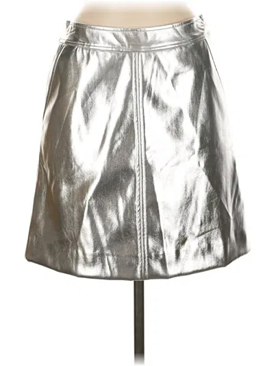Pre-owned Boden Faux Leather Skirt In Silver
