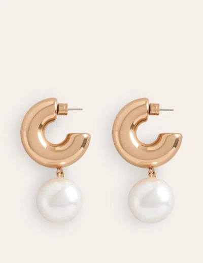 Boden Faux Pearl Ball Hoop Earrings Pearl Women  In Gold