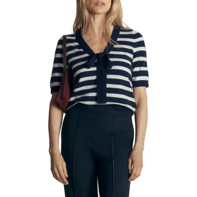 Boden Felicity Bow Cotton & Cashmere Sweater In Blue