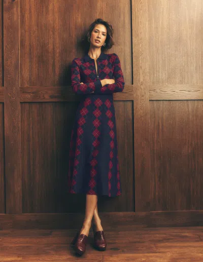 Boden Fiona Strickkleid Mit Reissverschluss Vorn In Blau | Grösse 30 In Blue
