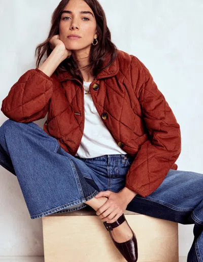 Boden Fitzrovia Quilted Cord Jacket Fire Brick Red