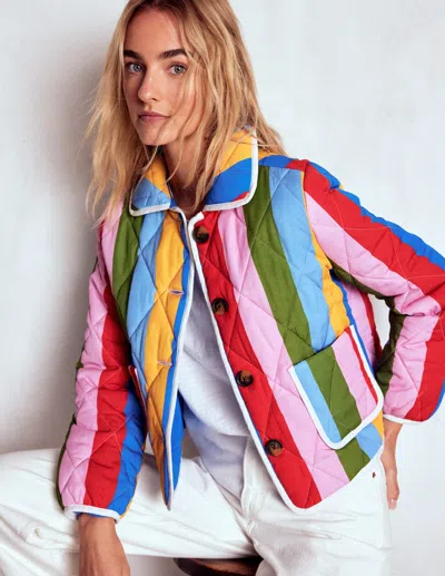 Boden Fitzrovia Stripe Quilted Jacket In Multi