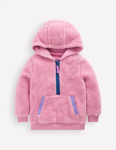 Boden Kids' Fleece Hoodie Pink Haze