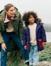 Boden Fleece Lined Padded Coat Navy Colourblock  In Multi