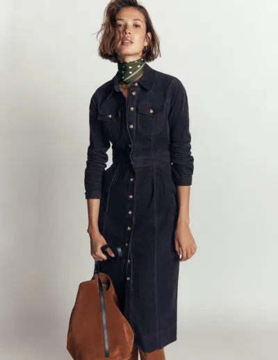 Boden Fleur Cord-midikleid In Blau | Grösse 30 In Blue
