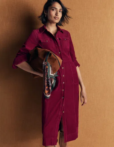 Boden Fleur Cord-midikleid In Rot | Grösse 30 In Red