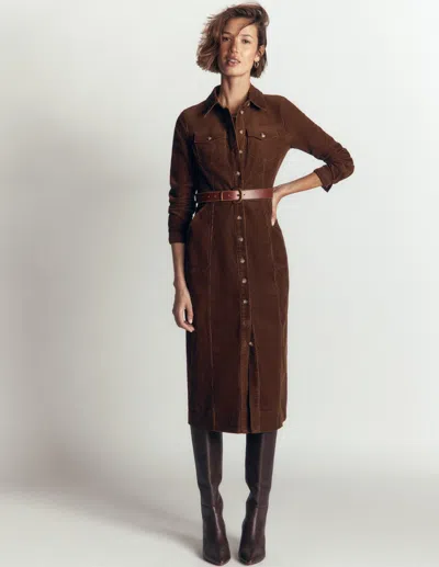 Boden Fleur Cord-midikleid In Umbra | Grösse 30 In Brown