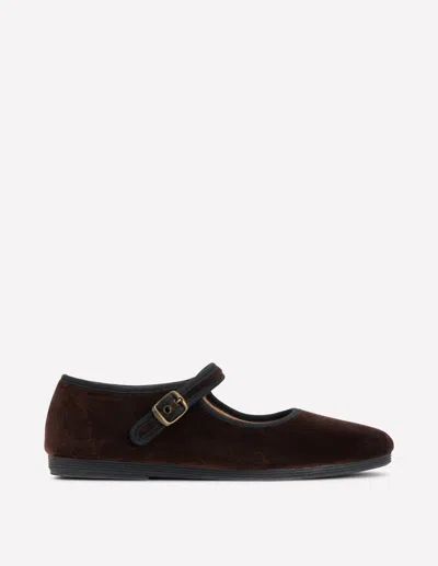 Boden Mary Janes Aus Dehnbarem Material-schokoladenbraun Samt In Brown