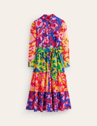 Boden Flo Cotton Midi Shirt Dress Abstract Tulip, Hotch Women