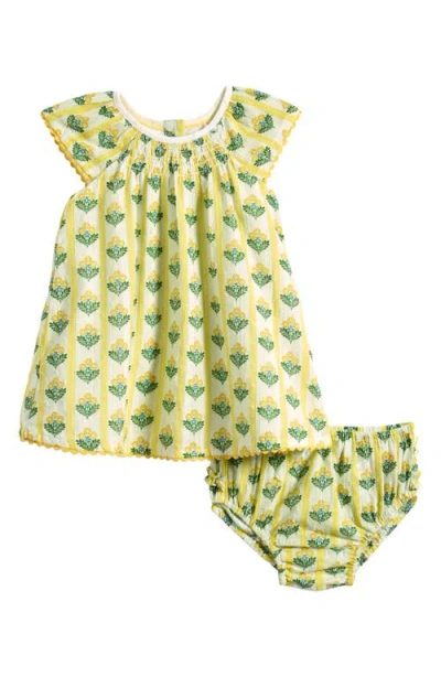 Boden Babies'  Floaty Shirred Cotton Dress & Bloomers Set In Green