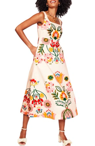 Boden Floral Print Fit & Flare Dress In Ivory