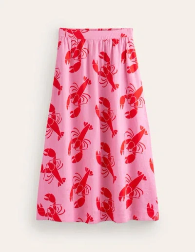 Boden Florence Linen Midi Skirt Cashmere Rose, Lobster Women
