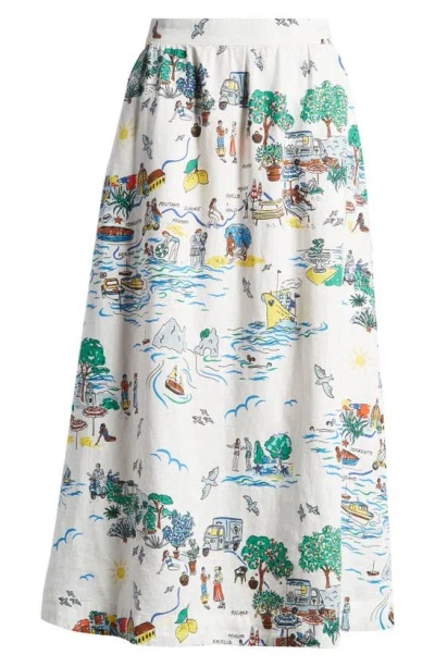 Boden Florence Linen Midi Skirt In Ivory Amalfi