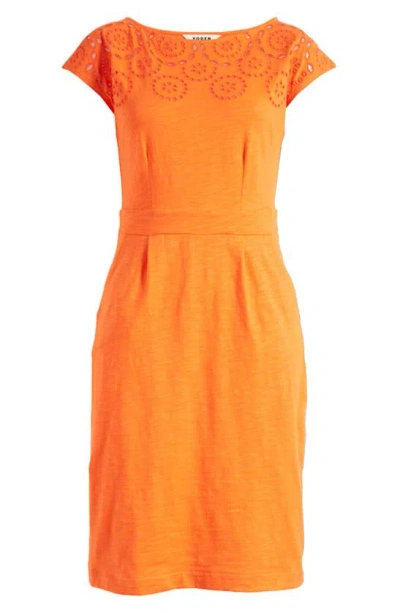 Boden Florrie Broderie Anglaise Cap Sleeve Jersey Dress In Mandarin Orange  | ModeSens