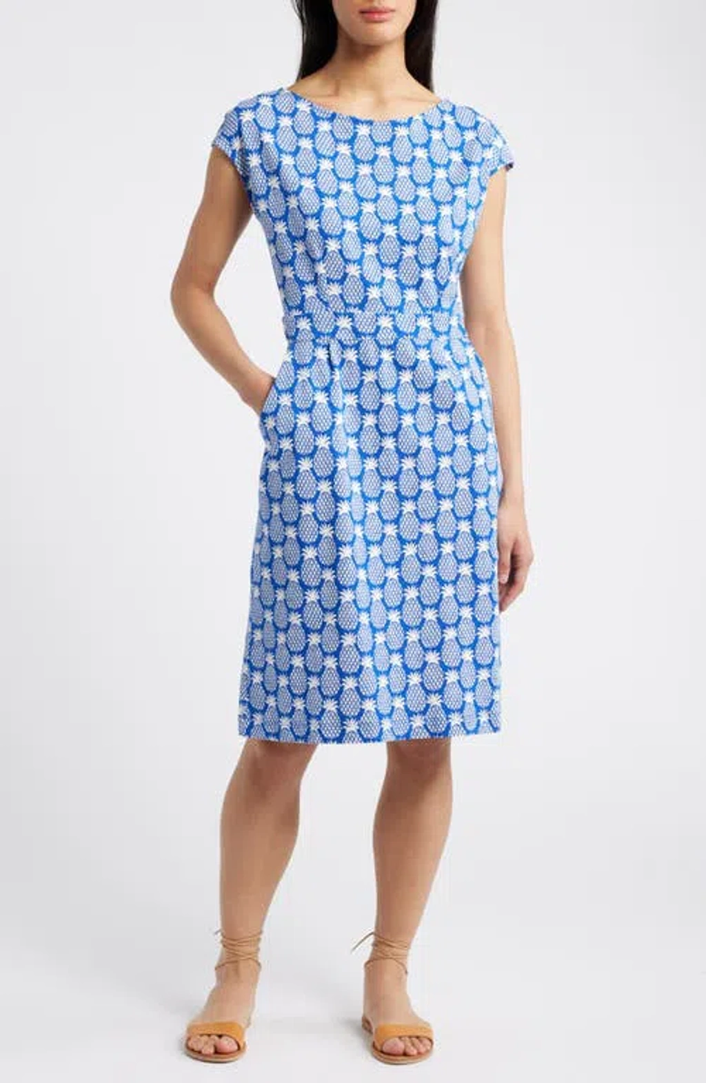 Boden Florrie Print Jersey Dress In Surf The Web/ Pineapple Geo