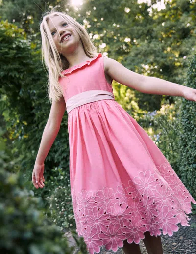 Boden Kids' Flower Hem Occasion Dresssalmon Pink Girls