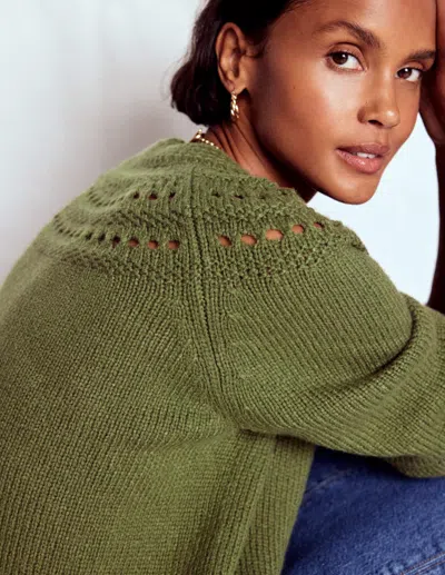 Boden Fluffy Chunky Sweater Woodland Green