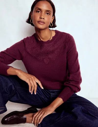 Boden Fluffy Embroidered Sweater Deep Wisteria  In Purple