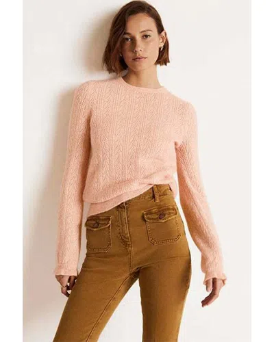 Boden Fluffy Pointelle Mohair & Wool-blend C Jumper In Pink