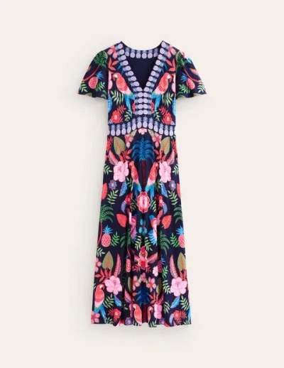 Boden Flutter Jersey Maxi Dress Multi, Tropic Parrot Women