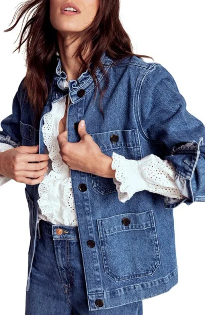 BODEN BODEN FRILL DETAIL DENIM JACKET