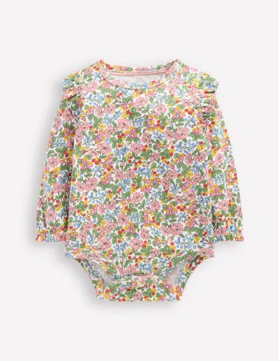 Boden Babies' Body Mit Rüschen An Den Schultern-weiches Naturweiss Beere Blumenmuster In Multi