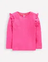 Boden Oberteil Aus Flammgarn Mit Rüschenärmeln-sorbet-rosa In Multi