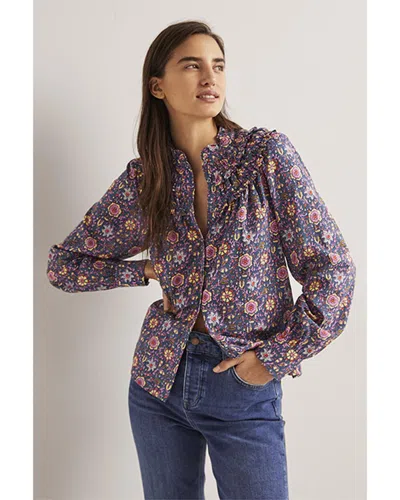 Boden Frilled High-neck Shirt In Purple