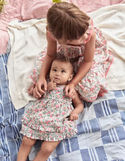 Boden Babies' Frilly Pinny Dresschalk Pink Garden Ditsy Girls