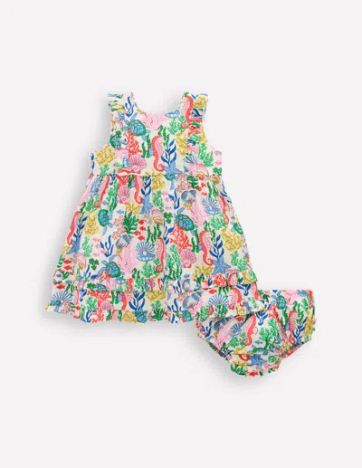 Boden Babies' Frilly Pinny Dressmulti Coral Cove Girls  In Multi