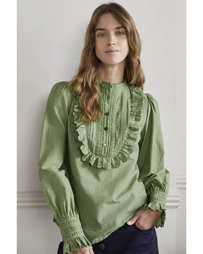 Boden Frilly Popover Blouse In Green
