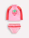 Boden Frilly Rash Vest Setbubblegum Pink Strawberry Girls  In Bubblegum Pink Strawberry